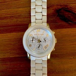 Michael Kors Chronograph White and Gold Watch
